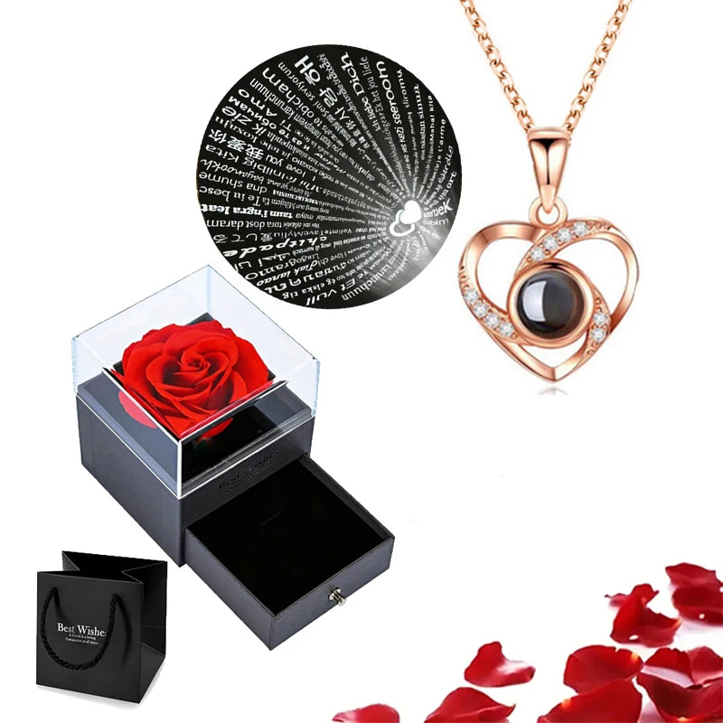 Rose Box with Necklace