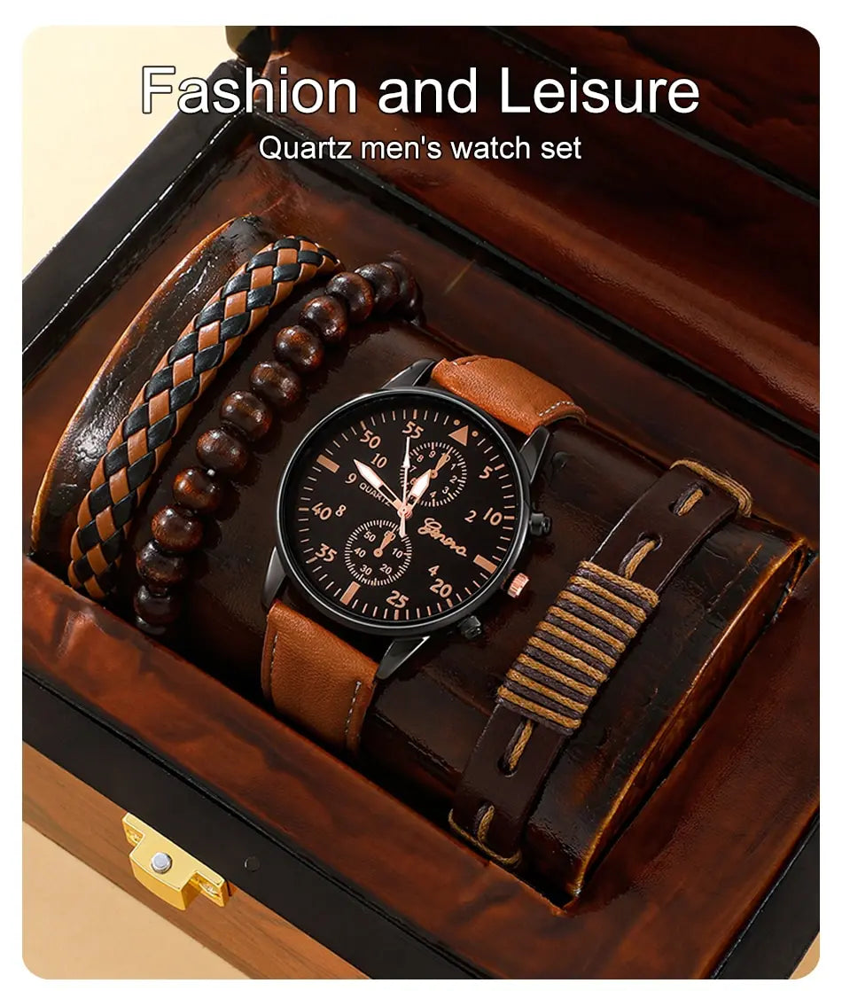 Mens Watch with Mens Stylish Accessory Bracelets