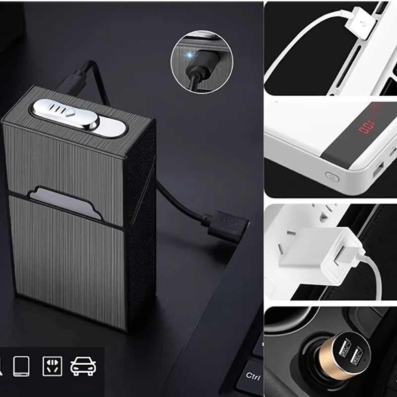 2in1 Cigarette Case with Lighter- USB Rechargeable