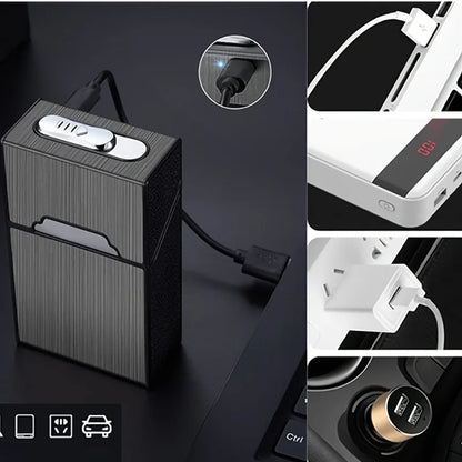 2in1 Cigarette Case with Lighter- USB Rechargeable