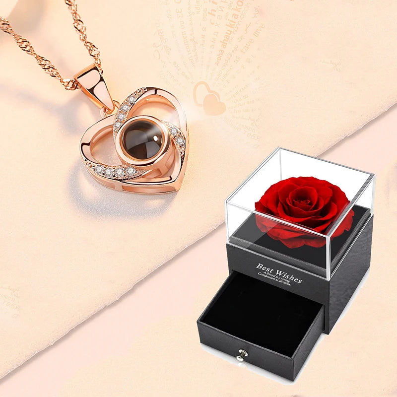 Rose Box with Necklace