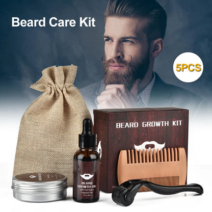 5 pcs Mens Natural Self-Care Beard Kit