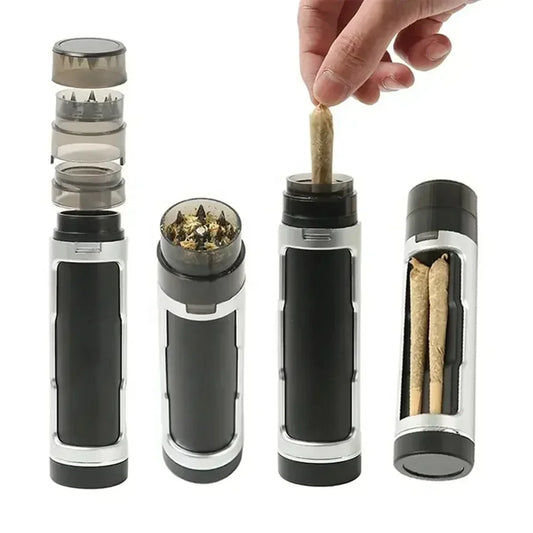 3-in-1 Herb Grinder with Roller Funnel and Storage Tube