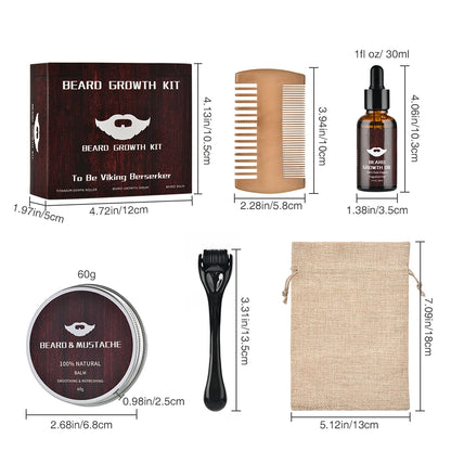 5 pcs Mens Natural Self-Care Beard Kit
