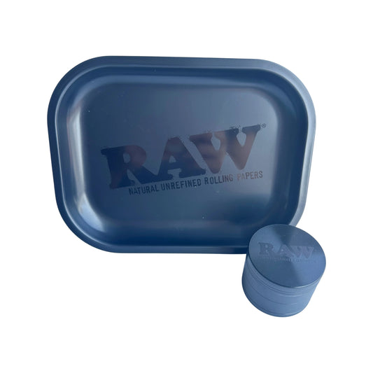 RAW Metal Rolling Tray and Herb Grinder 2 Pieces Combo
