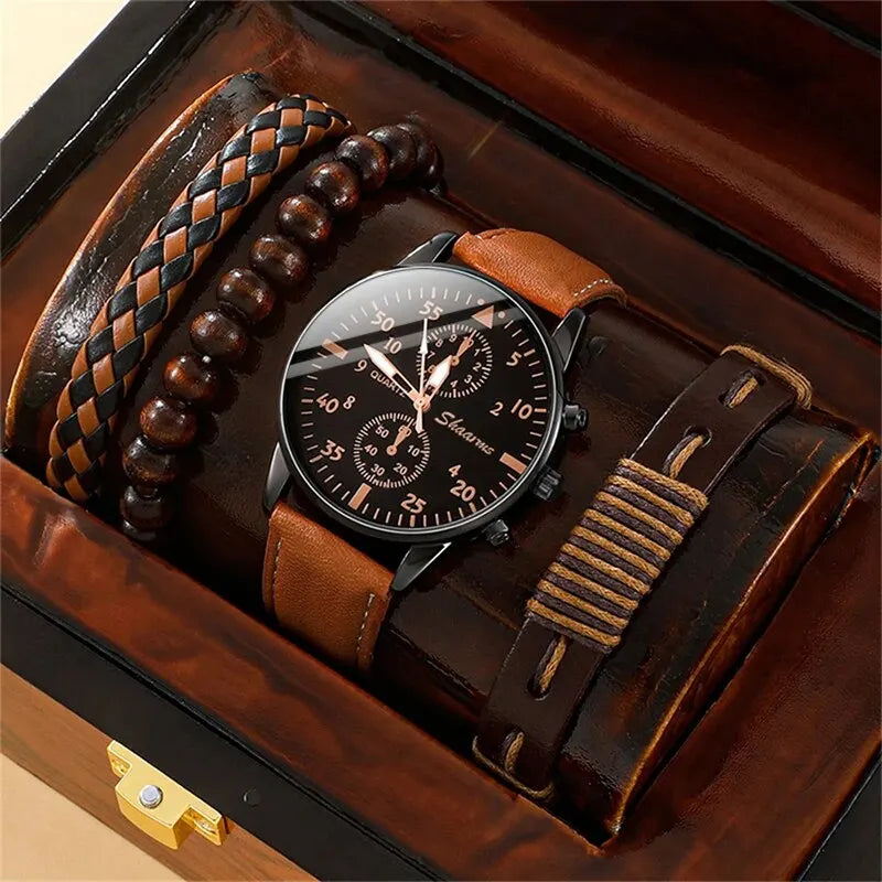 Mens Watch with Mens Stylish Accessory Bracelets