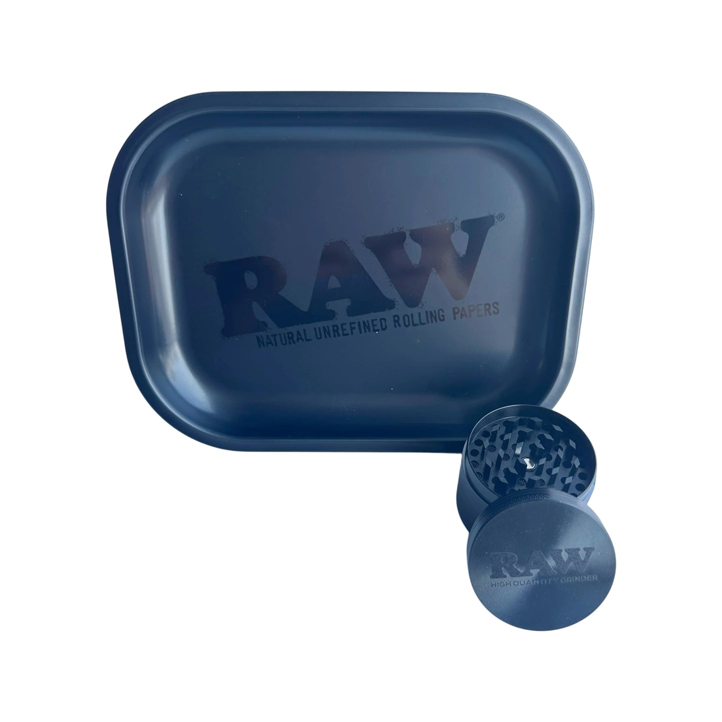 RAW Metal Rolling Tray and Herb Grinder 2 Pieces Combo