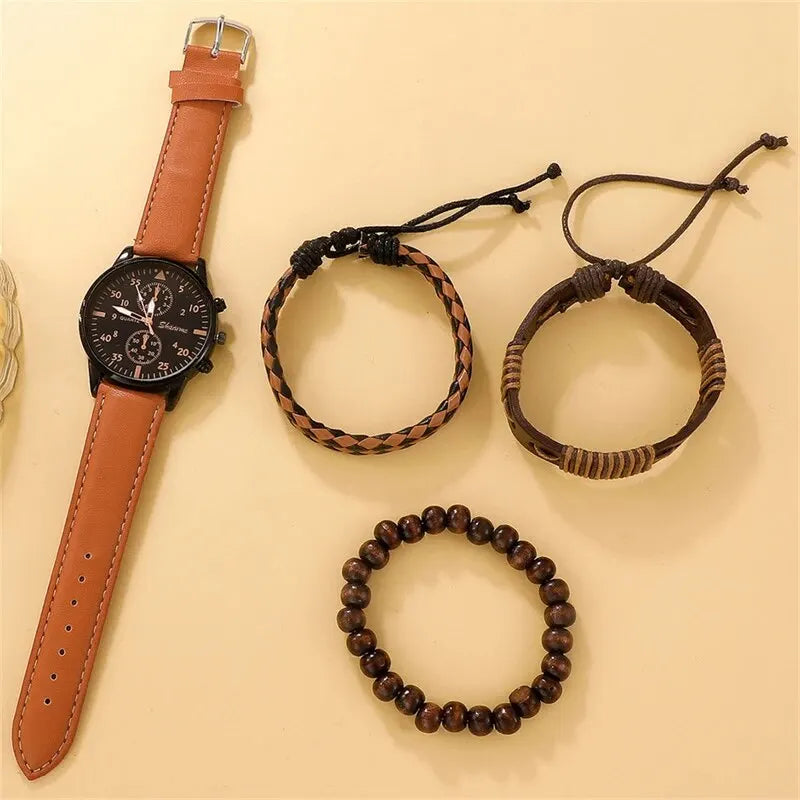 Mens Watch with Mens Stylish Accessory Bracelets
