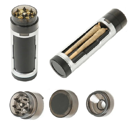 3-in-1 Herb Grinder with Roller Funnel and Storage Tube
