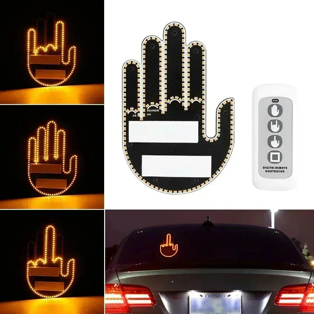 Remote Control Middle Finger, Rock & Roll, and Stop Sign Hand for Car Window